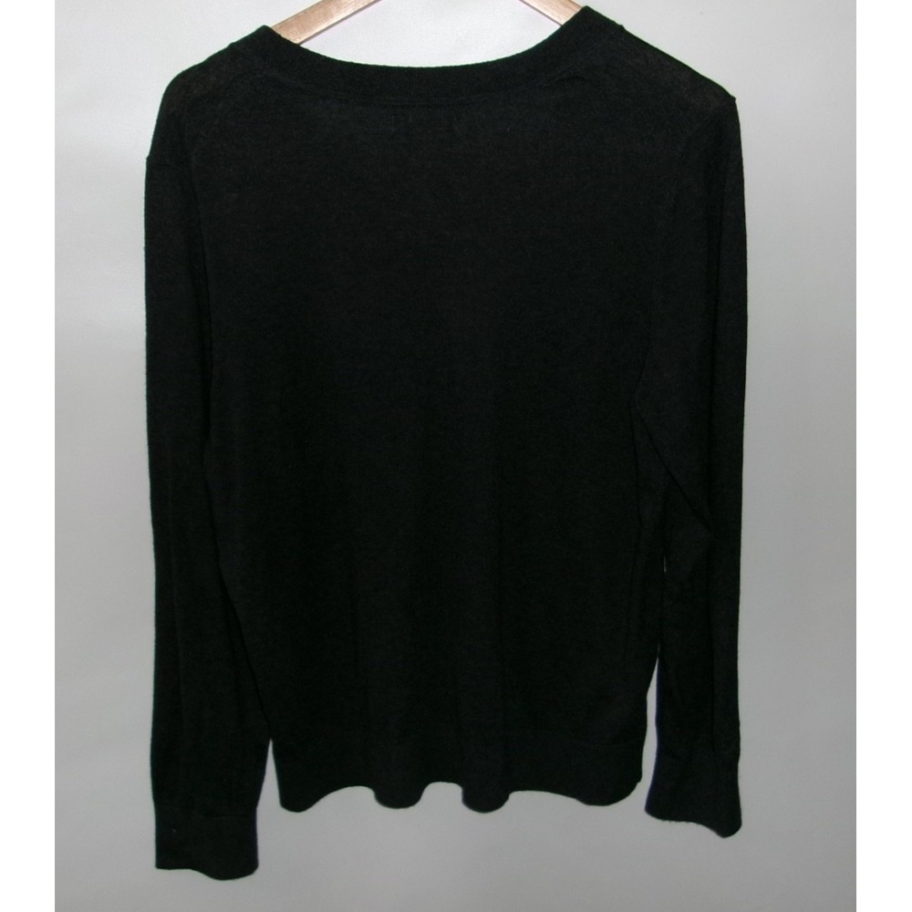 Quince Women's V‑Neck Pullover Sweater – Organic Cotton/Cashmere – Black XL - Picture 3 of 4